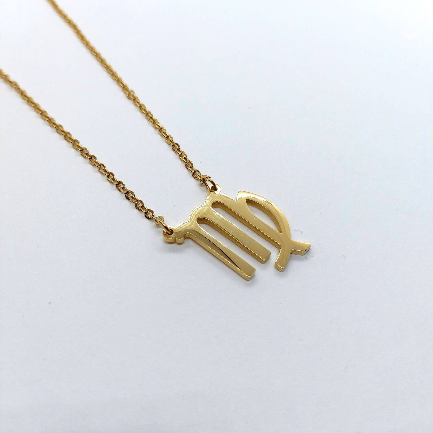 Virgo jewelry , virgo chain necklace , virgo gold necklace , gold zodiac necklace , virgo zodiac necklace , virgo pendant , virgo necklace