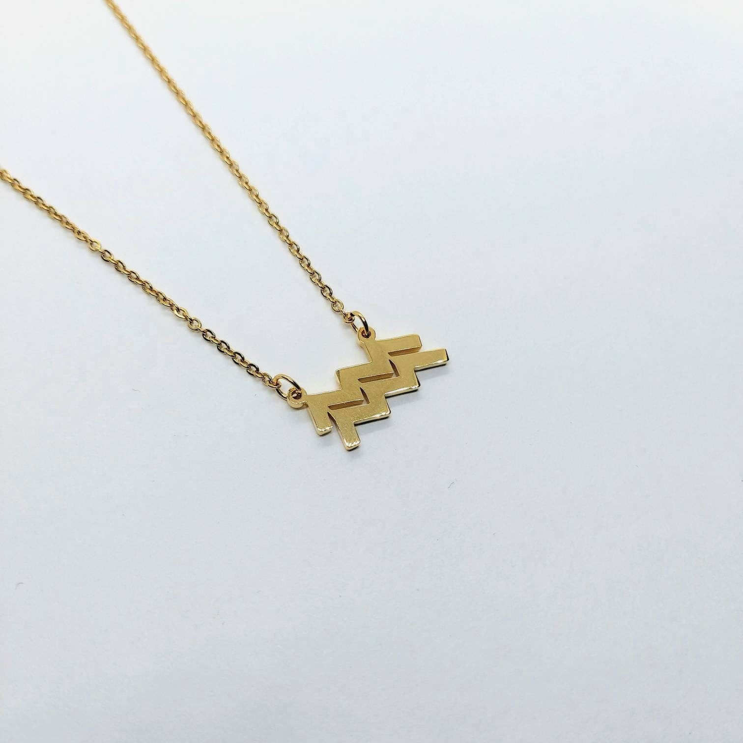 Aquarius jewelry , aquarius necklace , zodiac necklace , gold zodiac necklace , aquarius gold necklace , aquarius pendant , aquarius gift