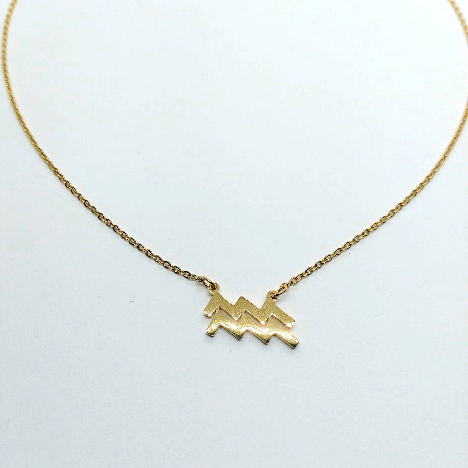 Aquarius jewelry , aquarius necklace , zodiac necklace , gold zodiac necklace , aquarius gold necklace , aquarius pendant , aquarius gift