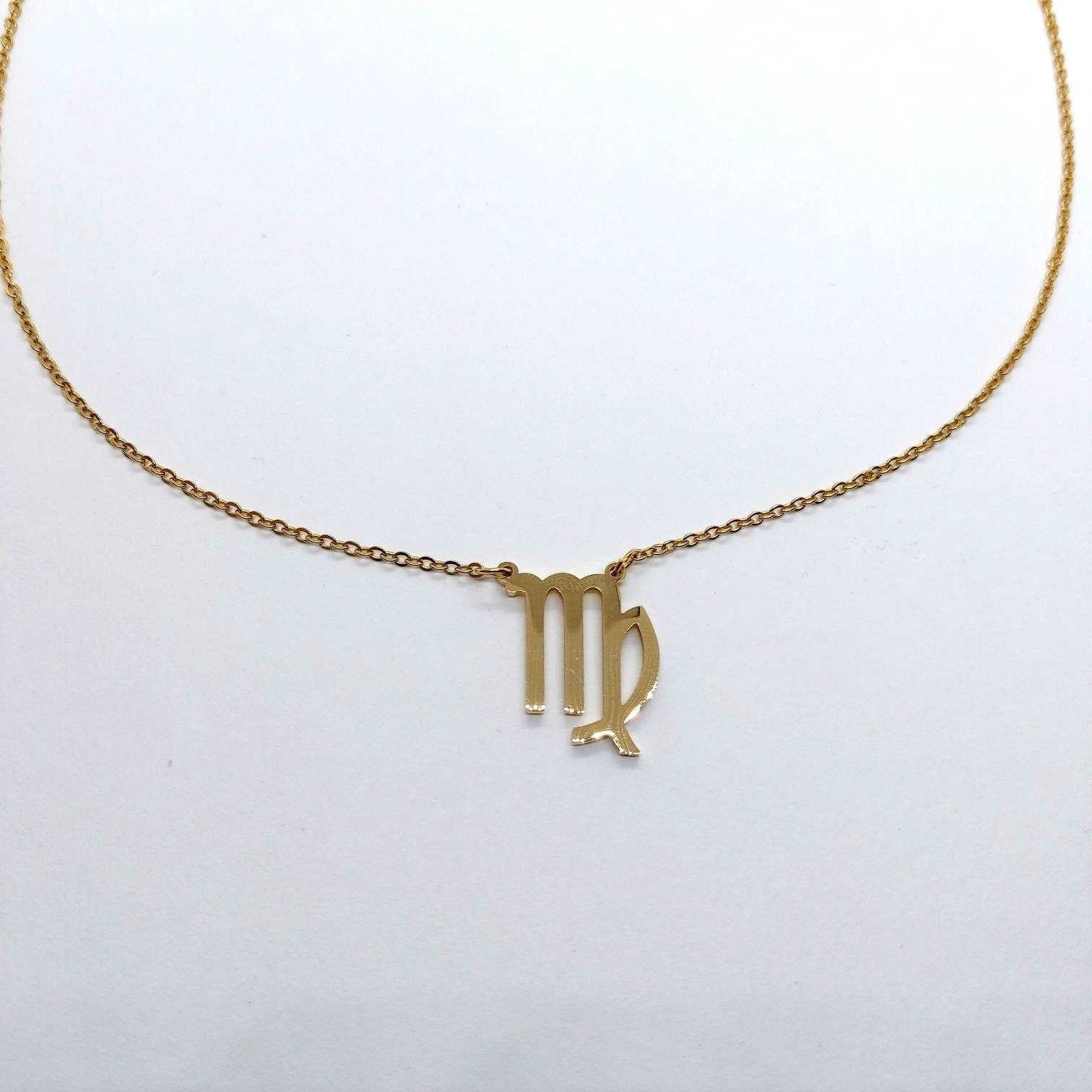 Virgo jewelry , virgo chain necklace , virgo gold necklace , gold zodiac necklace , virgo zodiac necklace , virgo pendant , virgo necklace