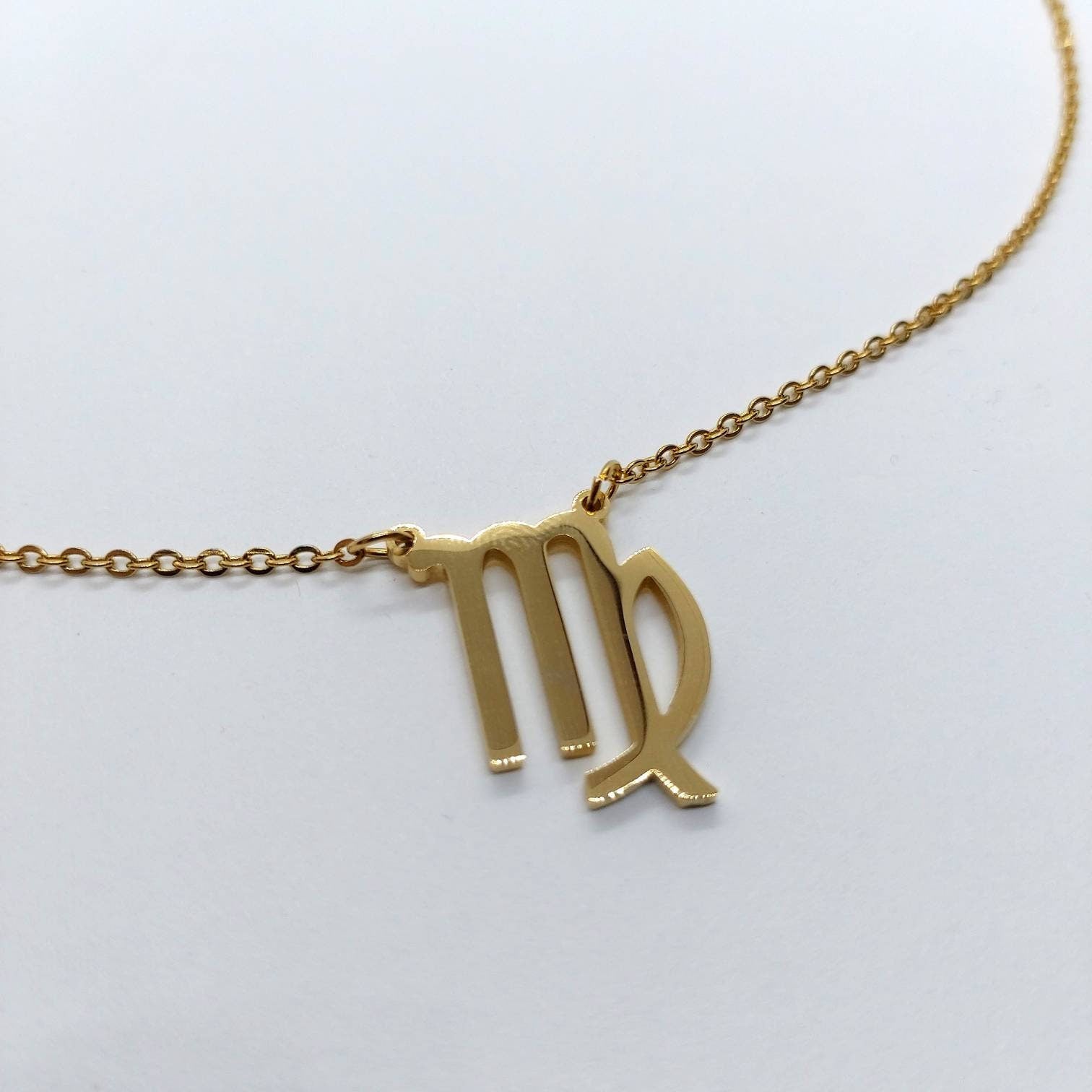 Virgo jewelry , virgo chain necklace , virgo gold necklace , gold zodiac necklace , virgo zodiac necklace , virgo pendant , virgo necklace