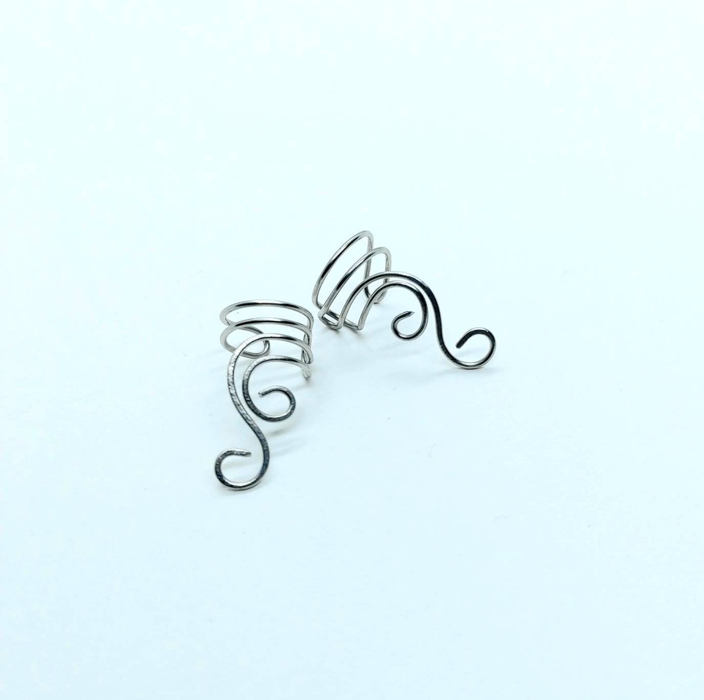 Wire ear cuffs , ear huggies , catrilage earrings , silver earrings , ear climbers , ear wraps, huggie earrings , ear cuff no piercing