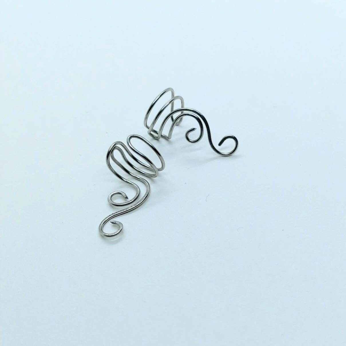 Wire ear cuffs , ear huggies , catrilage earrings , silver earrings , ear climbers , ear wraps, huggie earrings , ear cuff no piercing