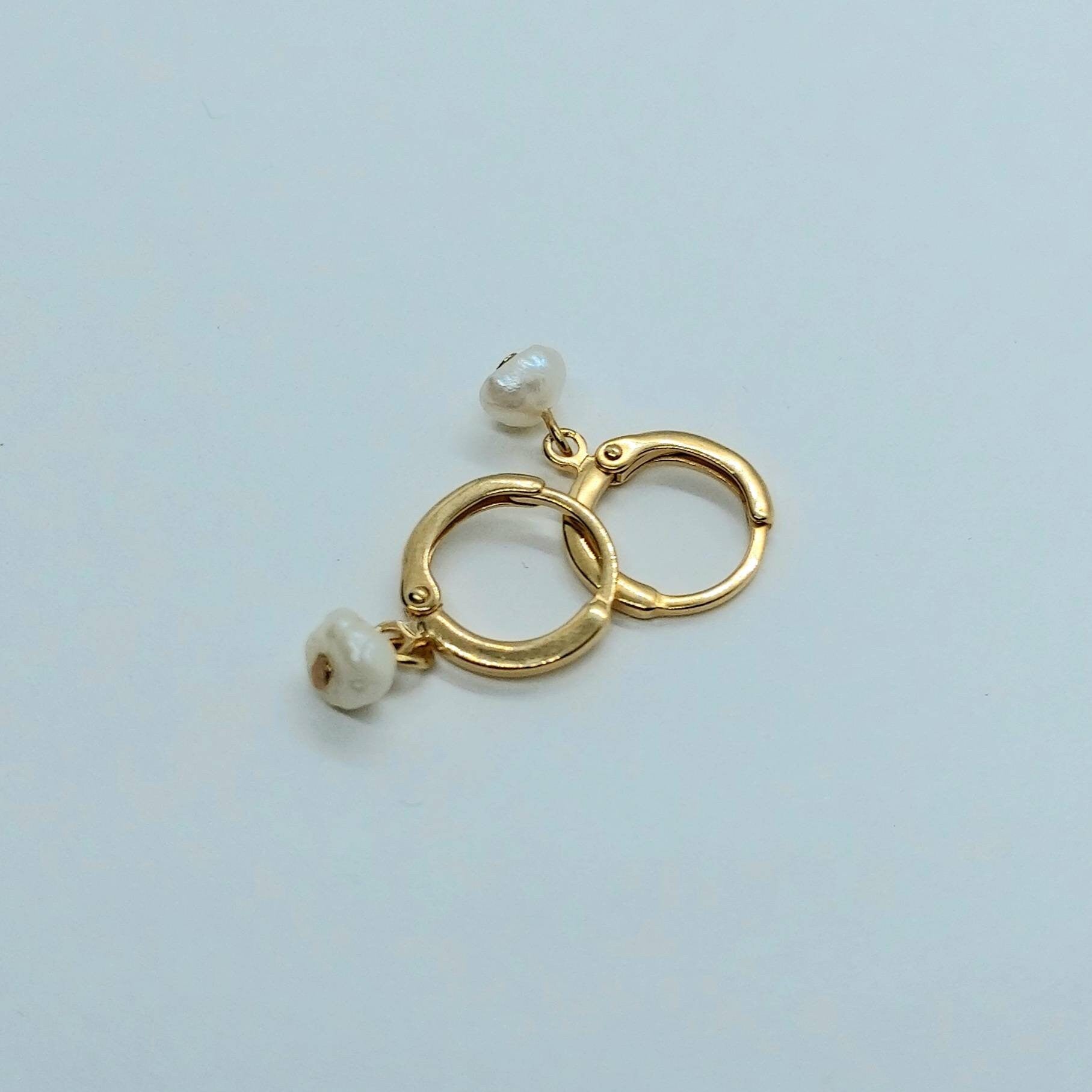 Real pearl earrings , 24K gold filled earrings , Gold hoop earrings ,gold filled earrings , Dangle earrings pear hoop earrings, small hoops