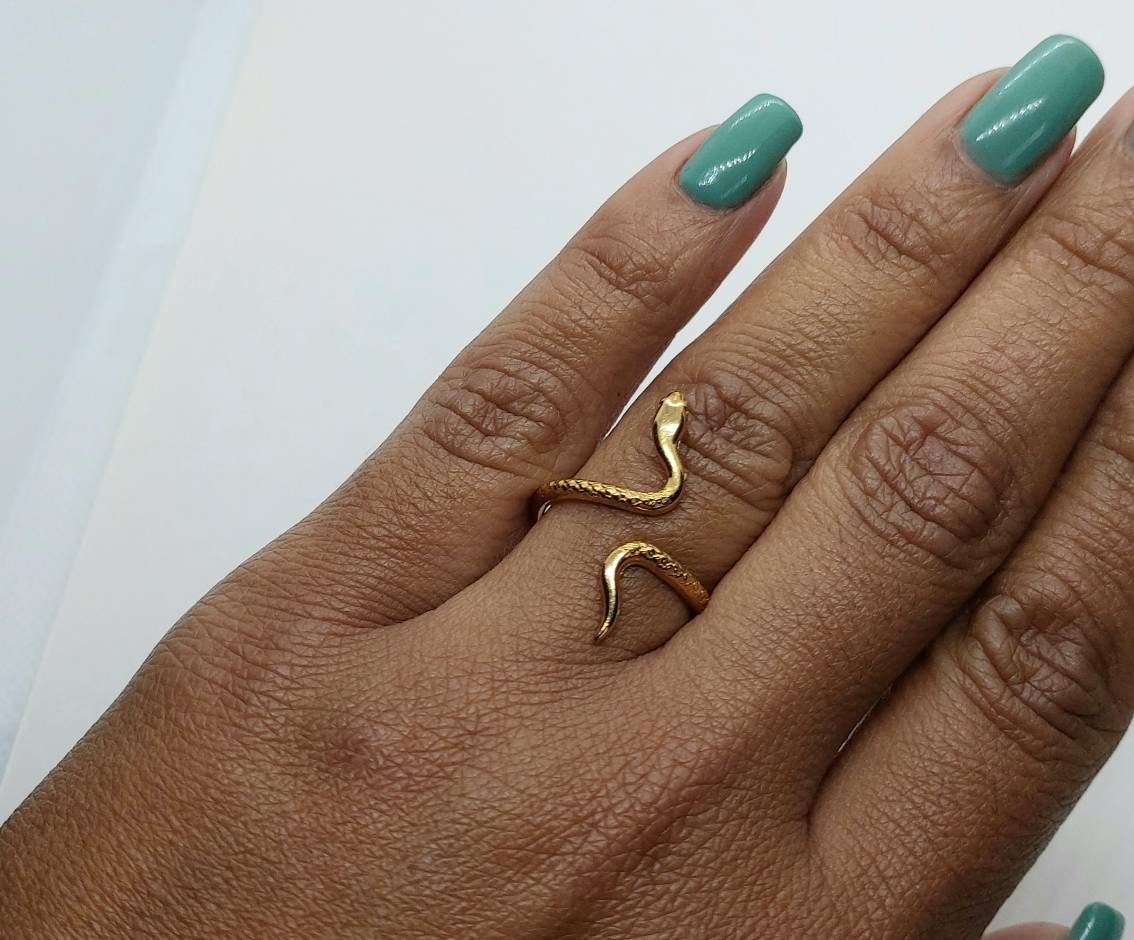 Gold Snake ring, snake ring ,statement ring, Open Serpent Band, Snake jewelry, Stacking Animal rings, Dainty ring, bohemian ring adjustable