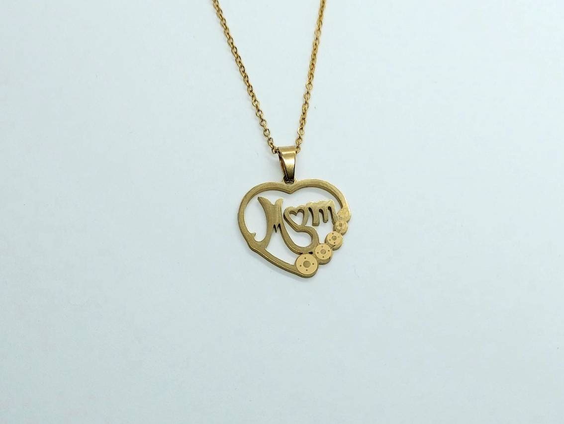 Mom necklace , gold necklace , mother necklace , mom heart necklace , dainty necklace ,necklace for mom ,letter necklace , layering necklace