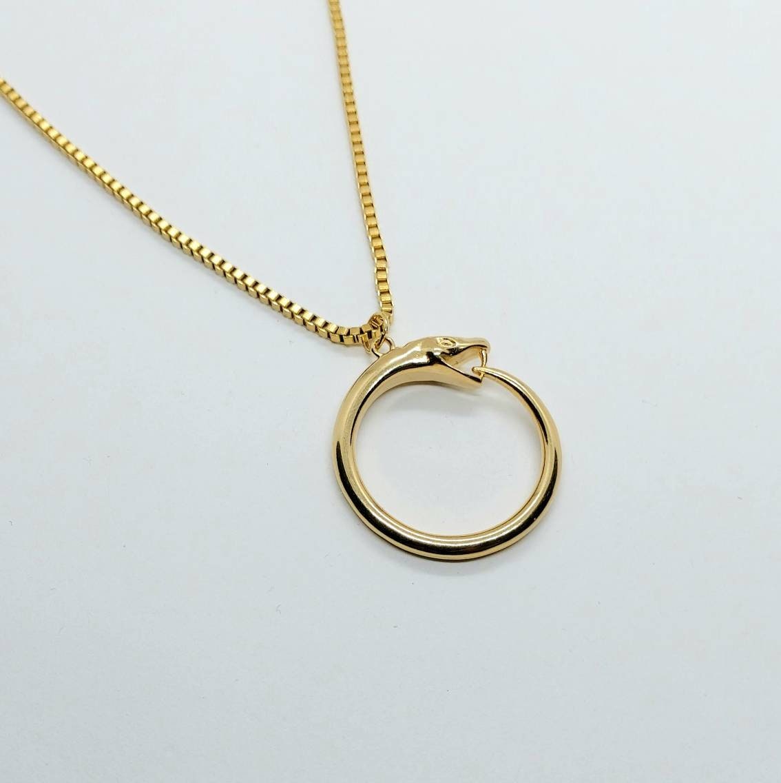 Snake necklace , gold snake pendant , gold chain snake necklace , snake charm necklace , snake jewelry , statement necklace , 24k plated