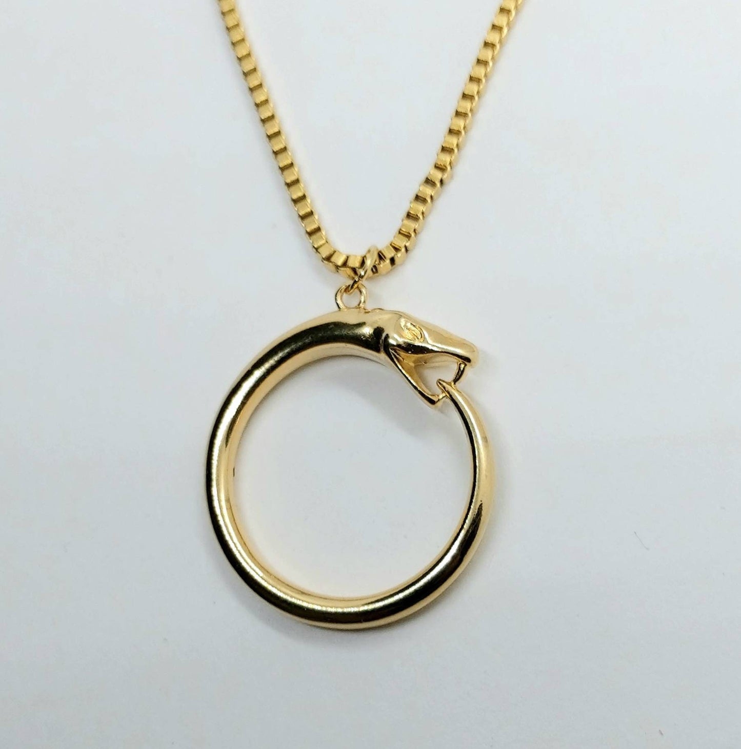 Snake necklace , gold snake pendant , gold chain snake necklace , snake charm necklace , snake jewelry , statement necklace , 24k plated