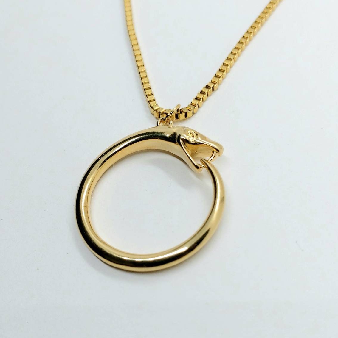 Snake necklace , gold snake pendant , gold chain snake necklace , snake charm necklace , snake jewelry , statement necklace , 24k plated