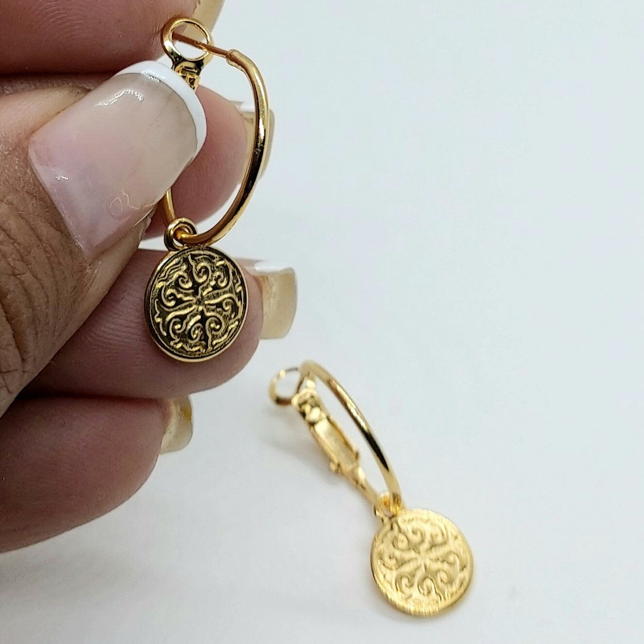 Small hoop earrings , gold hoop earrings , charm earring hoops , thin hoop earrings , dainty hoop earrings , dangle drop earrings gold