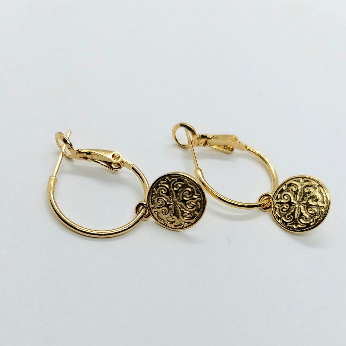 Small hoop earrings , gold hoop earrings , charm earring hoops , thin hoop earrings , dainty hoop earrings , dangle drop earrings gold