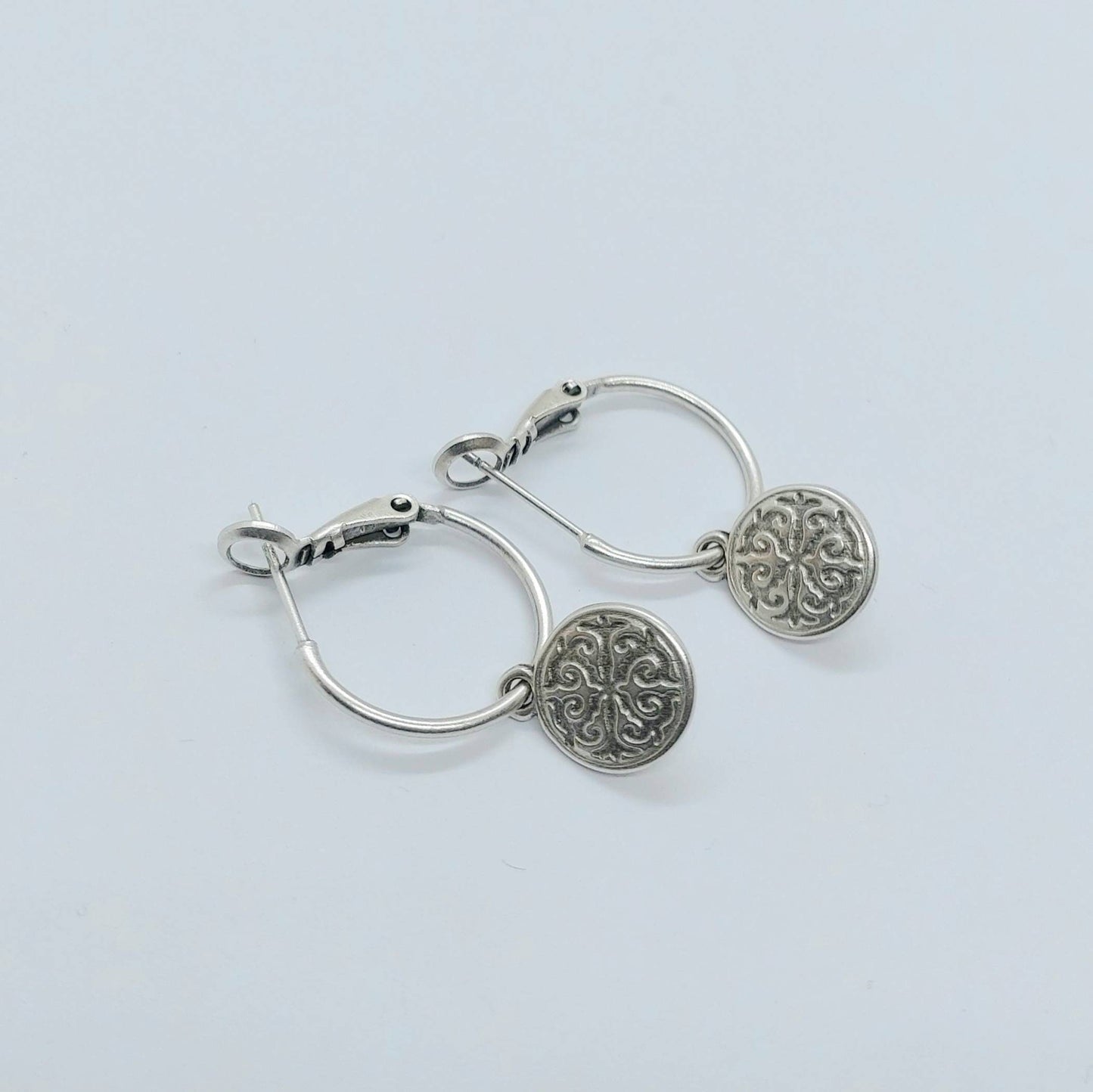 Charm hoop earrings , silver hoop earrings , charm earring hoops , thin hoop earrings , dainty hoop earrings , dangle drop earrings silver