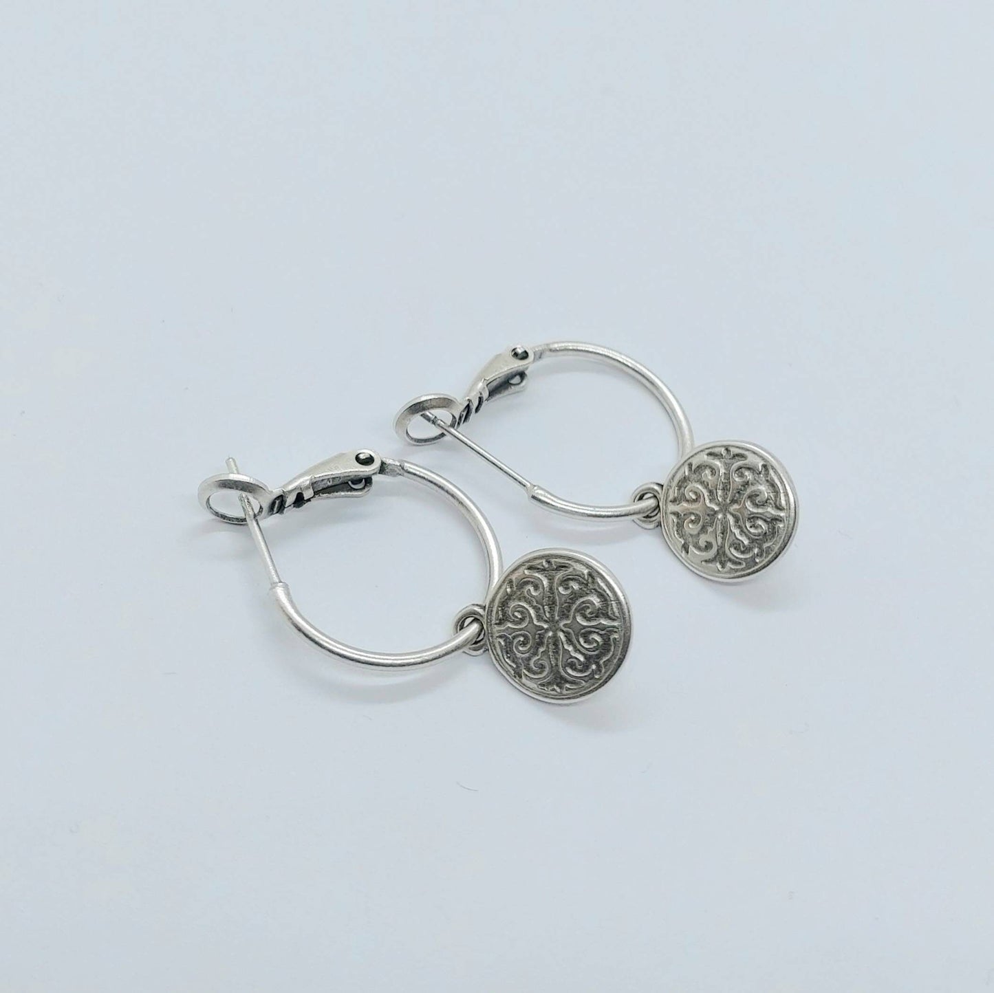 Boho earrings , silver hoop earrings , charm earring hoops , thin hoop earrings , dainty hoop earrings , dangle drop earrings , silver hoops