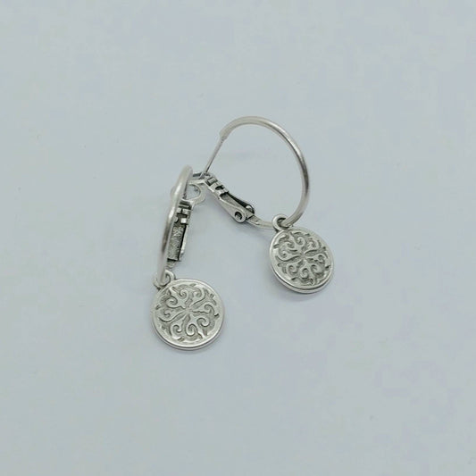 Charm hoop earrings , silver hoop earrings , charm earring hoops , thin hoop earrings , dainty hoop earrings , dangle drop earrings silver