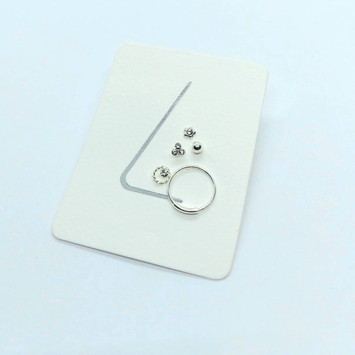 Nose ring and nose stud set 5pcs , nose piercing , 925 silver nose ring, 925 silver nose studs , nose ring studs, silver nose ring studs