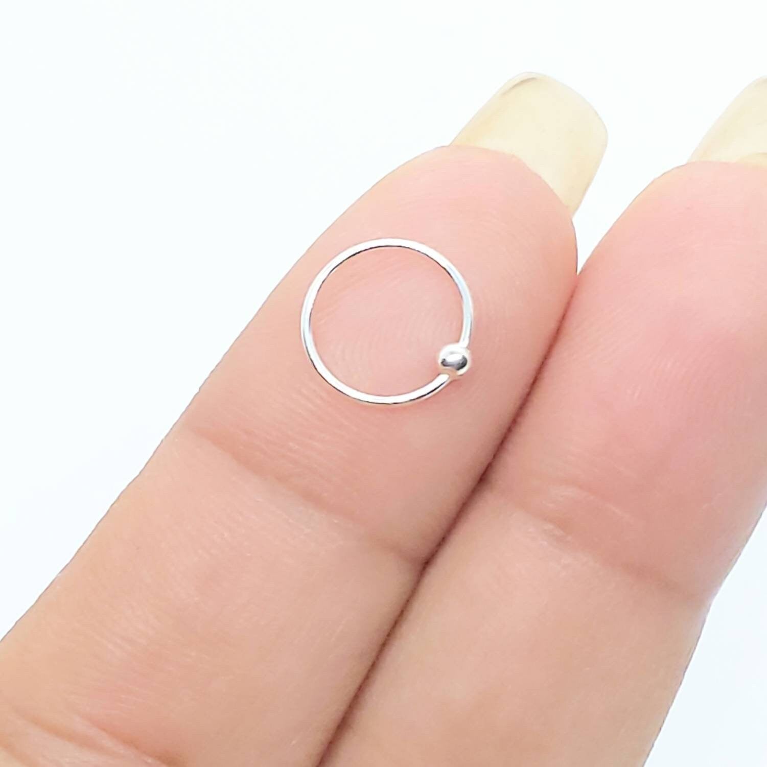 Nose ring with metal bead , nose stud ,nose piercing , 925 silver nose ring, 925 silver nose stud , nose ring stud , silver nose ring stud