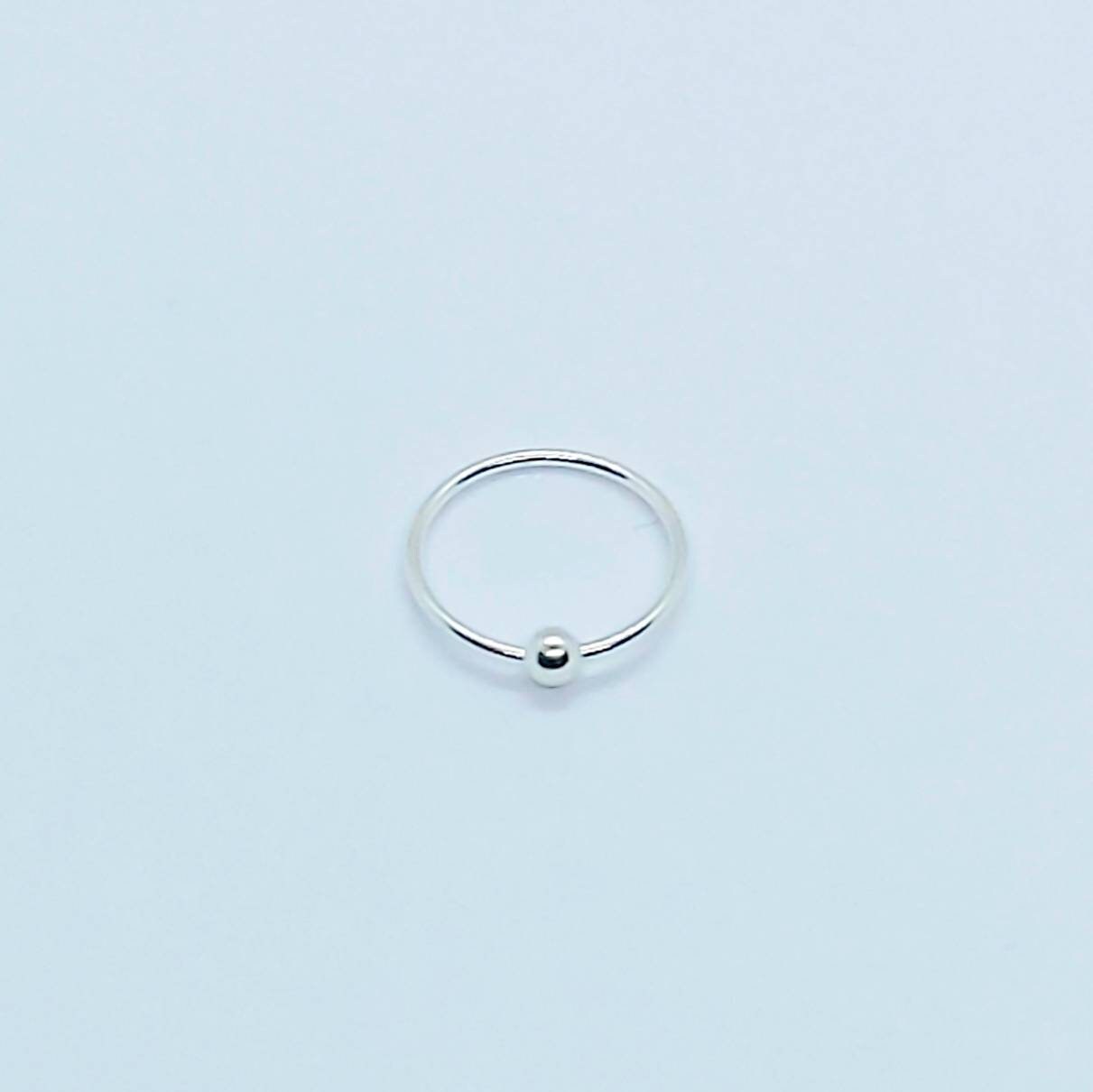 Nose ring with metal bead , nose stud ,nose piercing , 925 silver nose ring, 925 silver nose stud , nose ring stud , silver nose ring stud