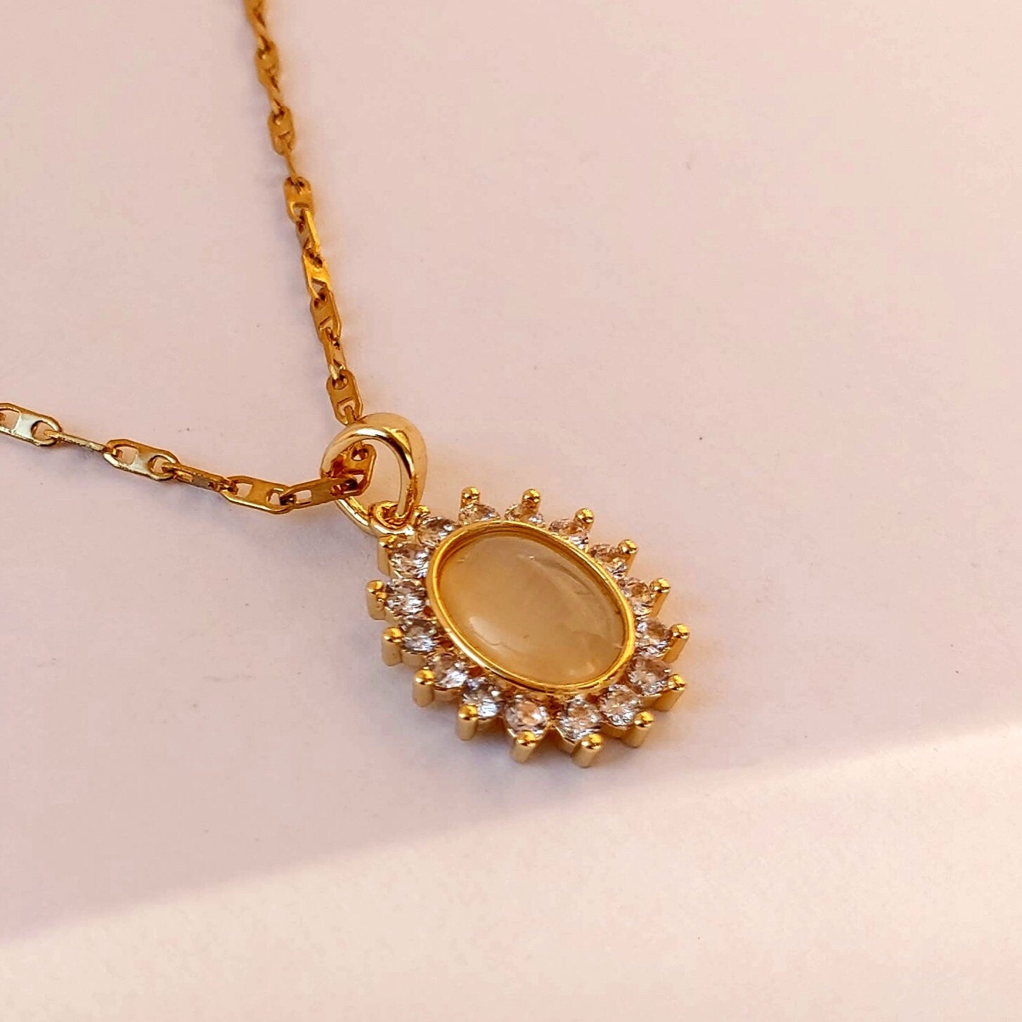 Dainty necklace cats eye , wedding necklace , gold chain necklace , vintage necklace , chain necklace , gold dainty necklace , gift for her