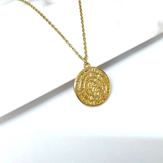 Phaistos disc necklace , gold necklace , statement necklace, ancient Grecian necklace , Cretan jewelry , Coin necklace , layering necklace