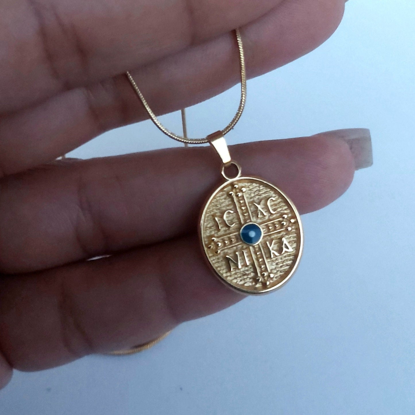 Gold evil eye necklace , gold necklace , Christian jewelry , dainty necklace , religious jewelry , gold plated necklace , dainty necklace