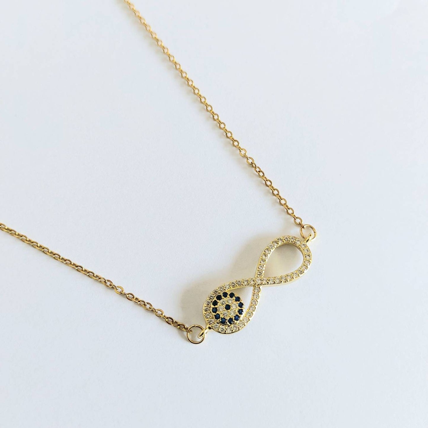 Evil eye necklace , Dainty gold necklace , infinity necklace , pave Cubic Zirconia jewelry , Infinty gold necklace , gift for her , for mom