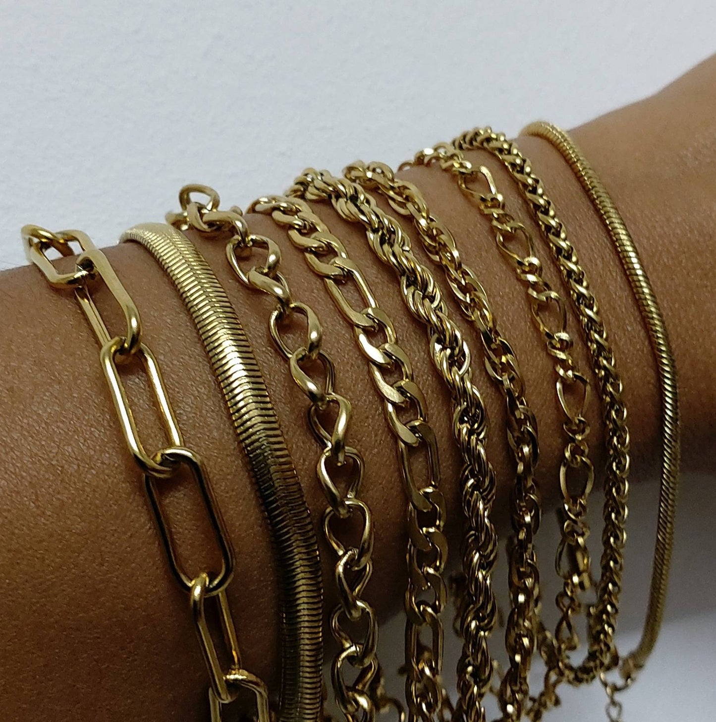 Gold chain bracelet , chain bracelet , paperclip bracelet , gold snake bracelet , rope chain bracelet , simple bracelet , waterproof jewelry