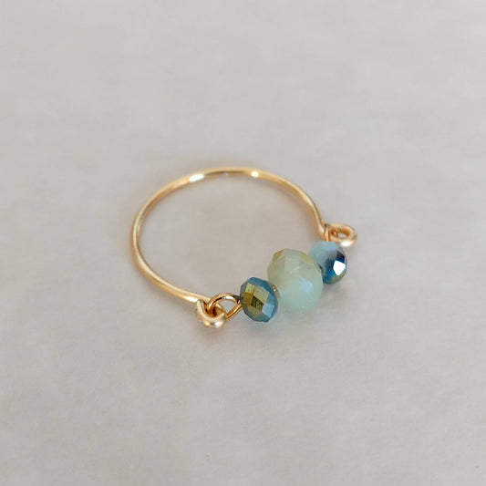 Glass bead wire ring , wire wrap ring , gold filled bead ring , dainty ring , simple rings , pearl wire ring , stackable rings , wire ring