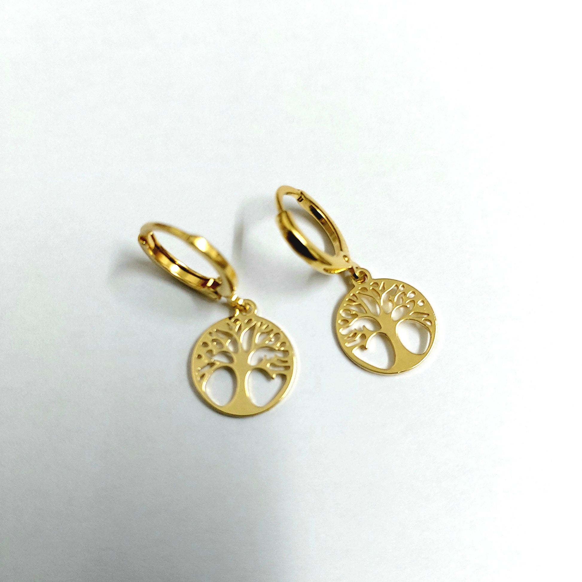 Tree of life earrings, tiny hoop earrings, small hoop earrings, , Tree of life , tree earrings gold, 24k gold filled hoop earrings