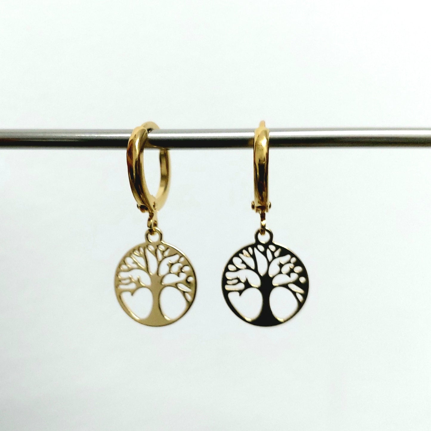 Tree of life earrings, tiny hoop earrings, small hoop earrings, , Tree of life , tree earrings gold, 24k gold filled hoop earrings