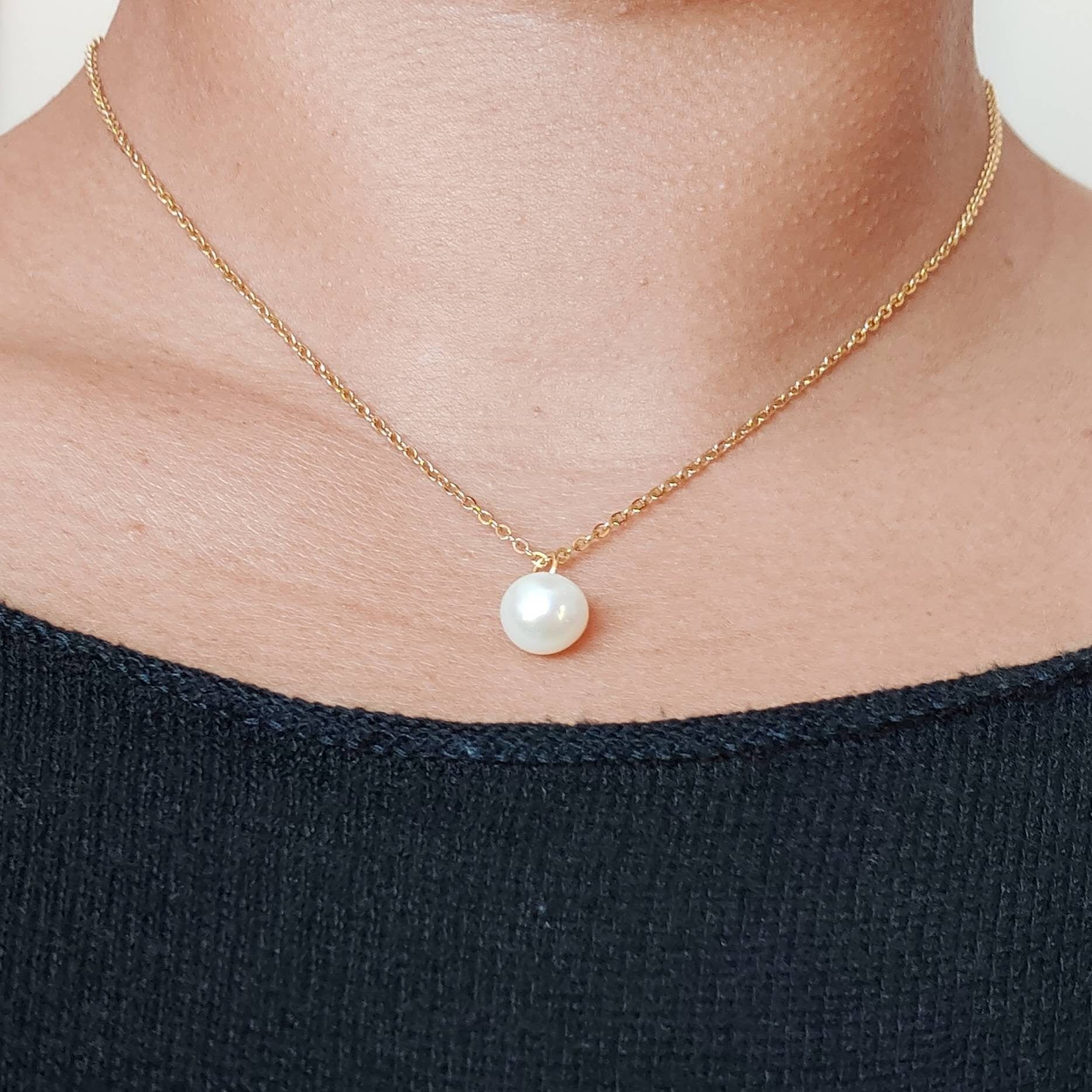 Real pearl dainty necklace , wedding jewelry , bridal necklace , pearl necklace , Classic pearl necklace , vintage style pearl necklace