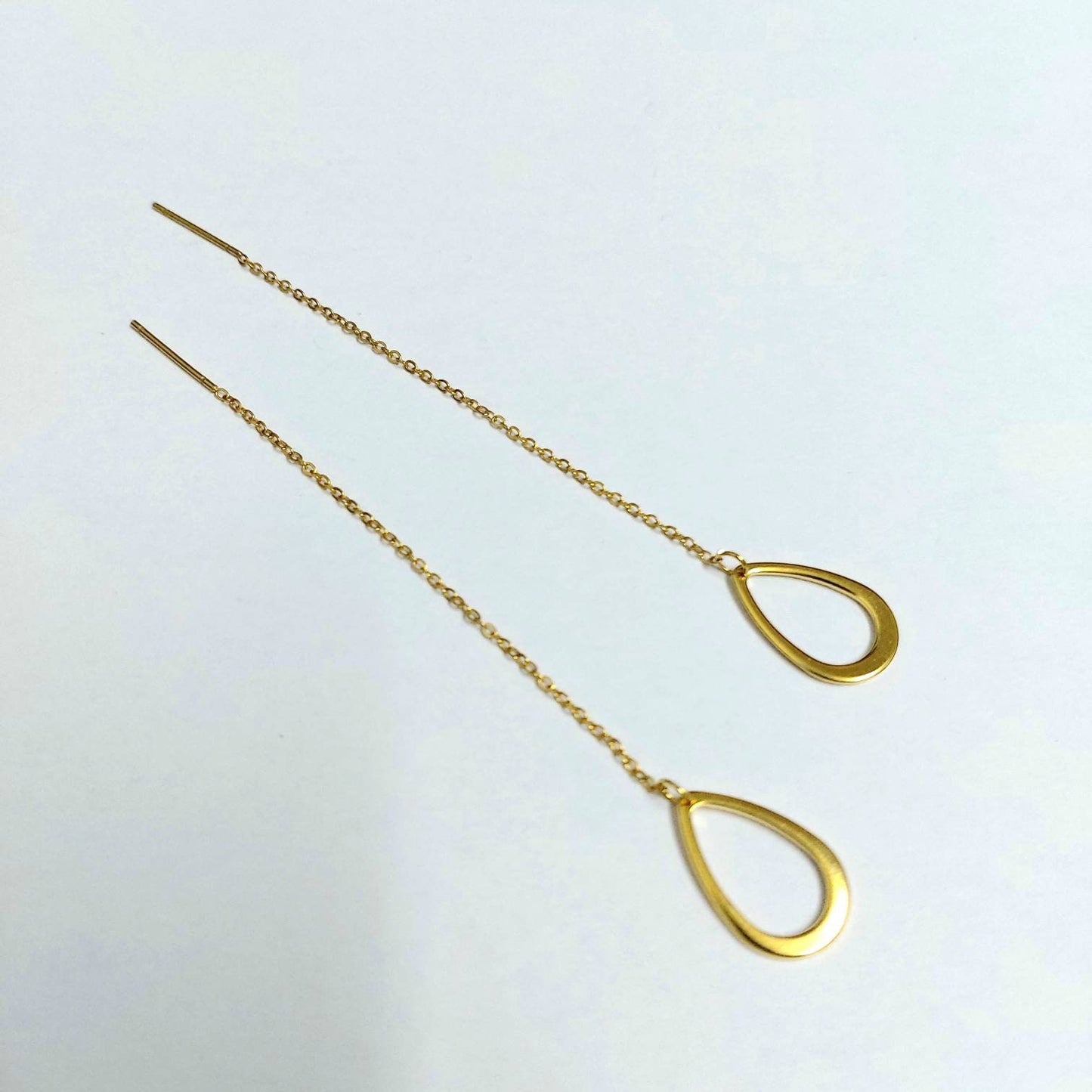 Teardrop threader earrings , threader earrings gold with drop , everyday earrings , dainty threader earrings , minimalist earrings with drop