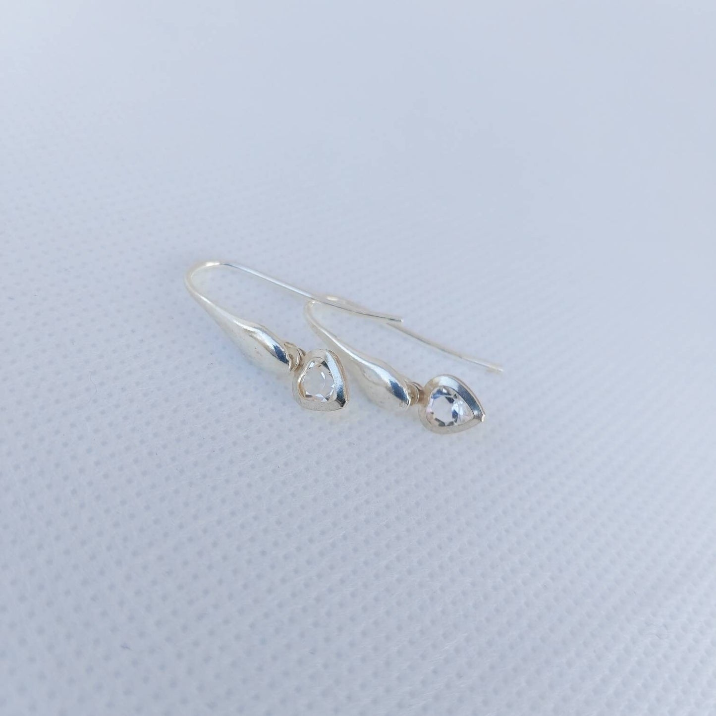 Sterling silver earrings with cz , 925 sterling silver dangle earrings , minimal classy earrings with cubic zirconia , elegant earrings