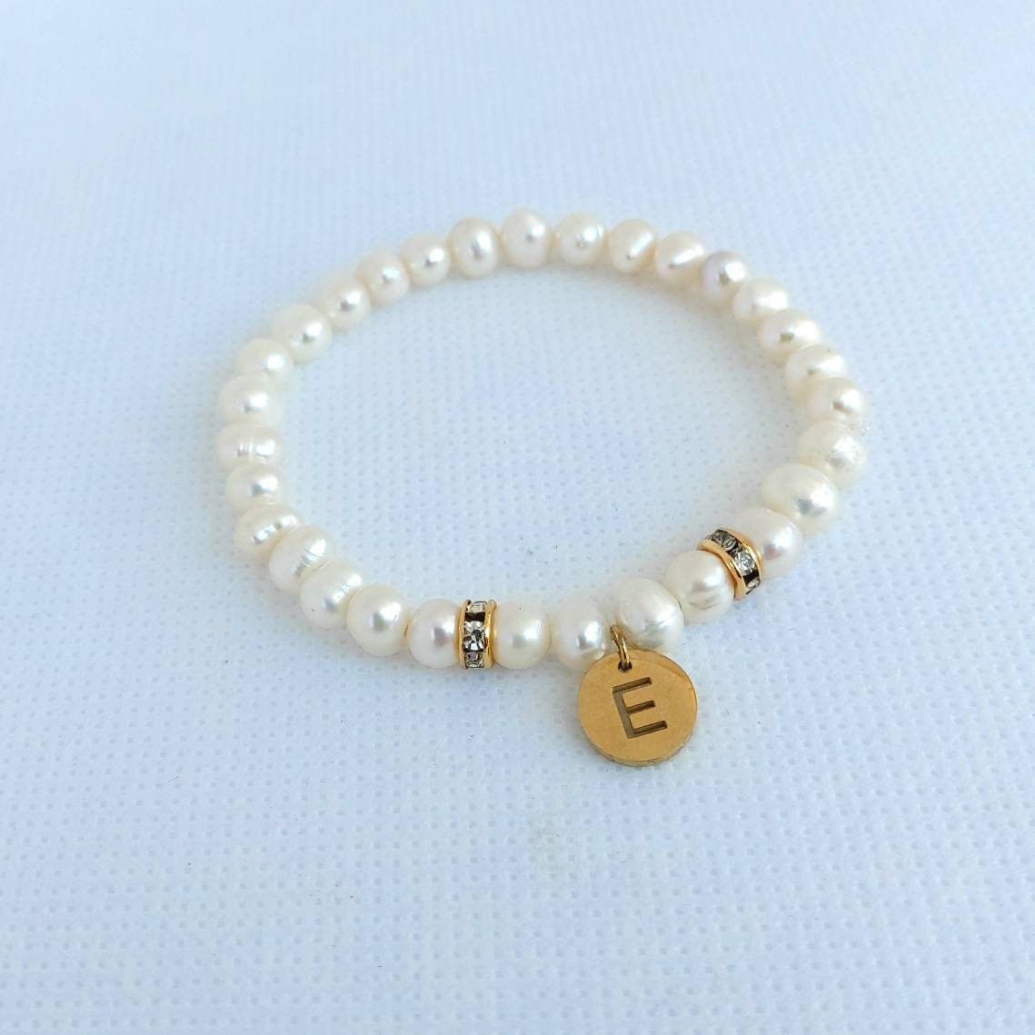 Personalized pearl bracelet with initials , bridesmaid bracelets , Gift for her , initial bracelets with freshwater pearls , bridal jewelry