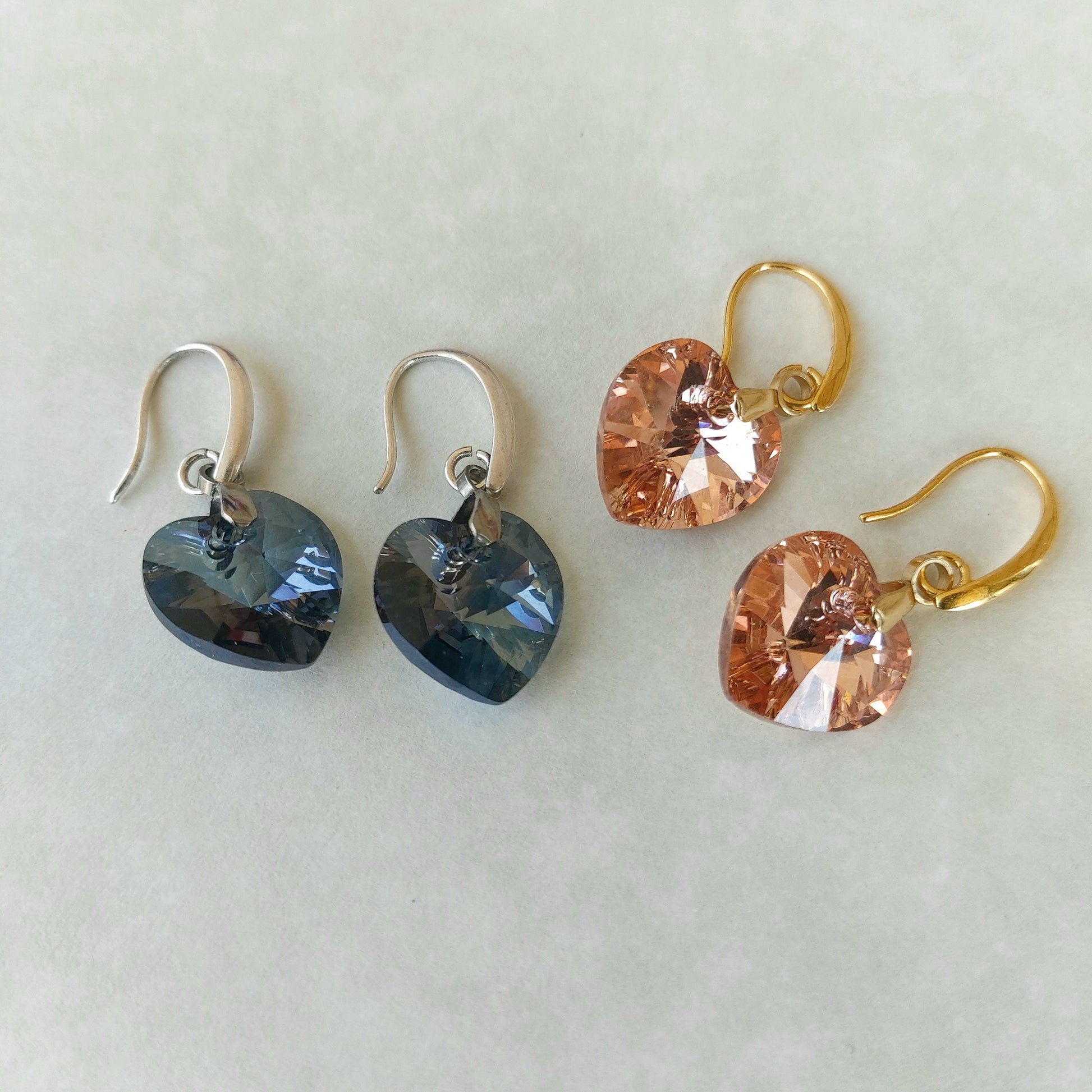 Crystal drop earrings with Preciosa crystal heart shaped