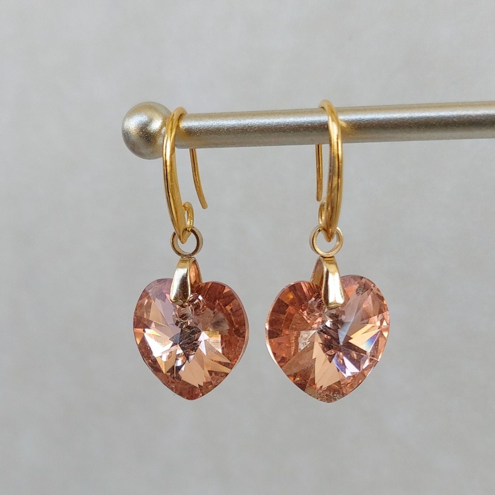 Crystal drop earrings with Preciosa crystal heart shaped