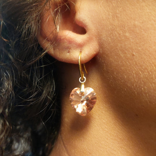 Crystal drop earrings with Preciosa crystal heart shaped