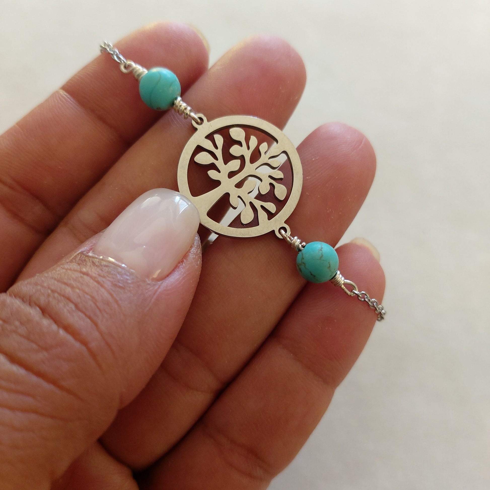 Turquoise beads bracelet , healing bracelet , tree of life bracelet , meditation bracelet , tree of life bracelet ,