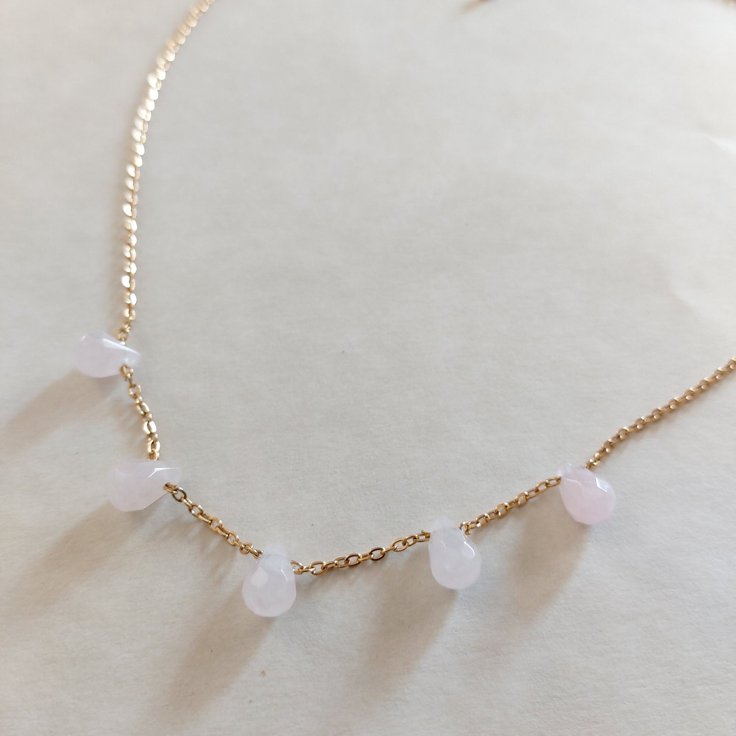 Rose Quartz necklace for women , Rose Quartz Dainty chain necklace , Anxiety necklace , Gemstone healing necklace gift for her