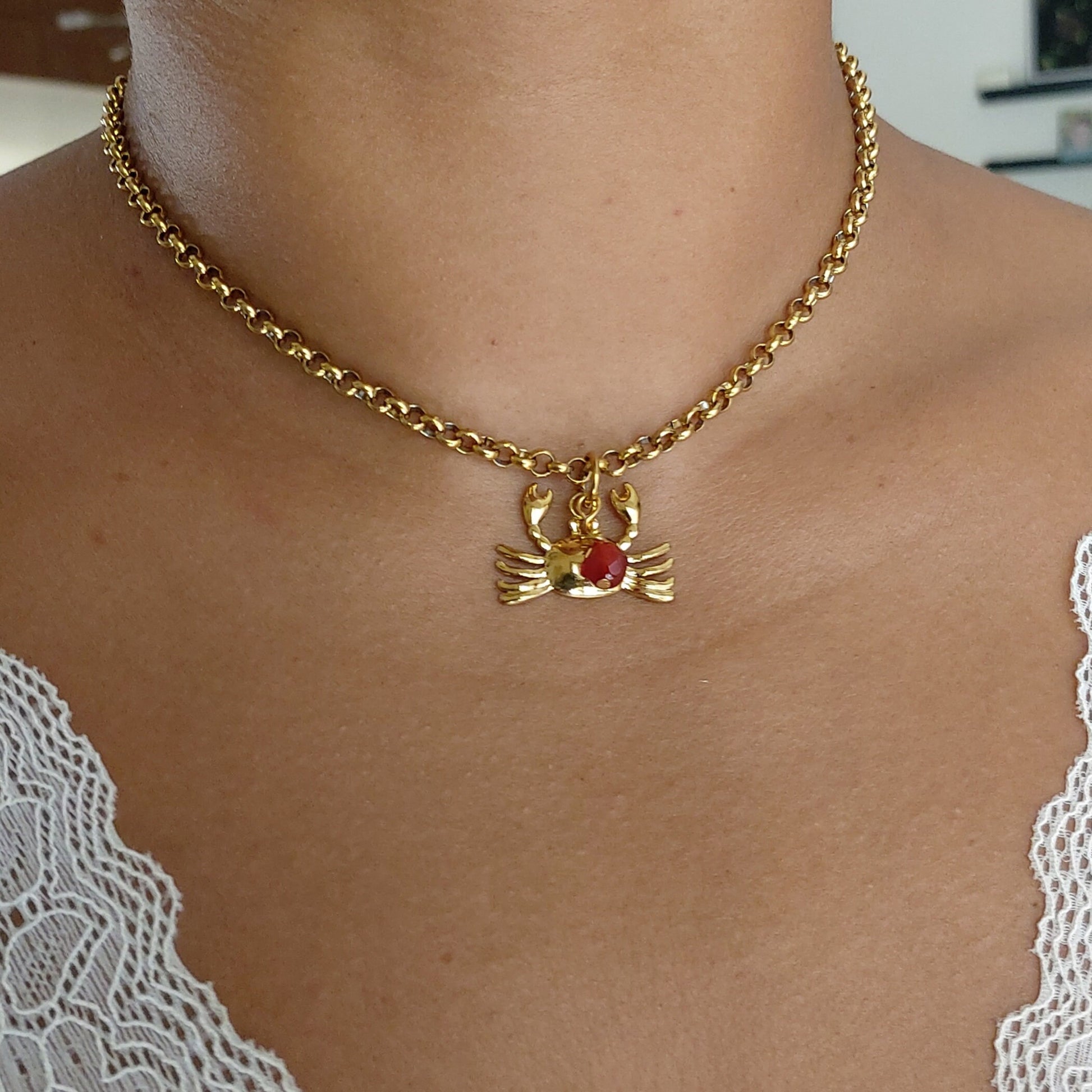 Zodiac Cancer necklace , Crab necklace , Cancer birthstone necklace , Cancer necklace , Astrology Cancer necklace , Carnelian necklace