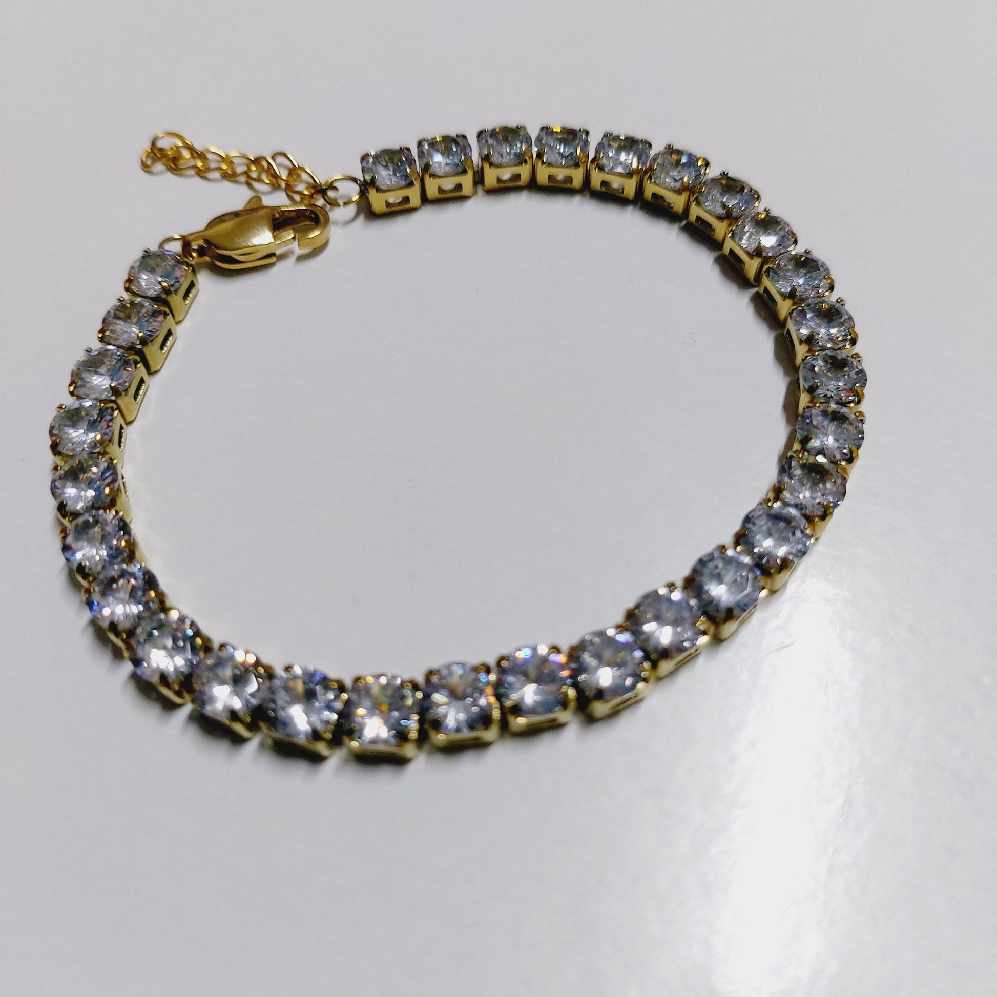 Tennis necklace and bracelet Stainless steel waterproof gold-filled with cubic zirconia , wedding necklace and bracelet set