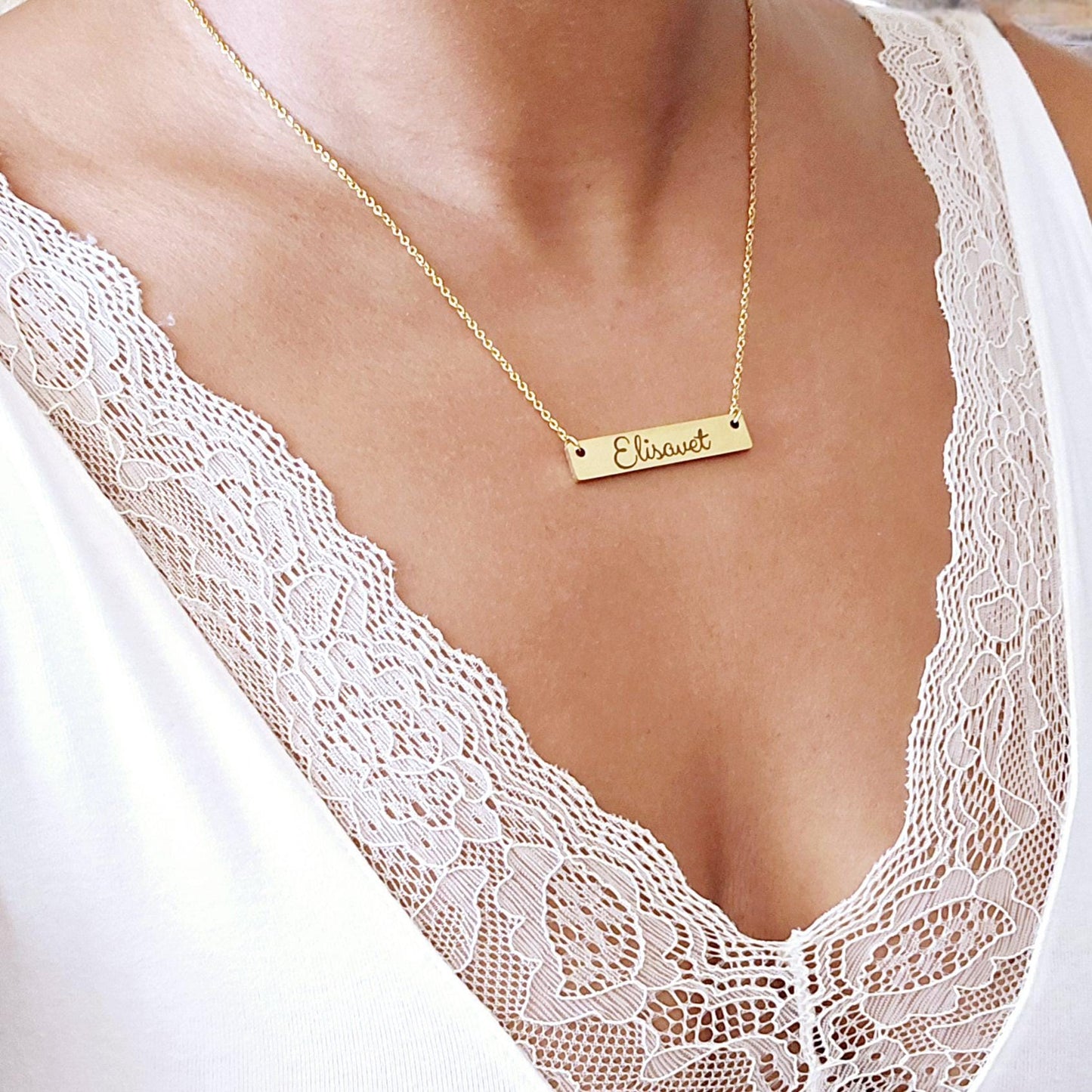 Custom name plate necklace , personalized name necklace gift for mom , minimalist custom name jewelry , personalized gift for her