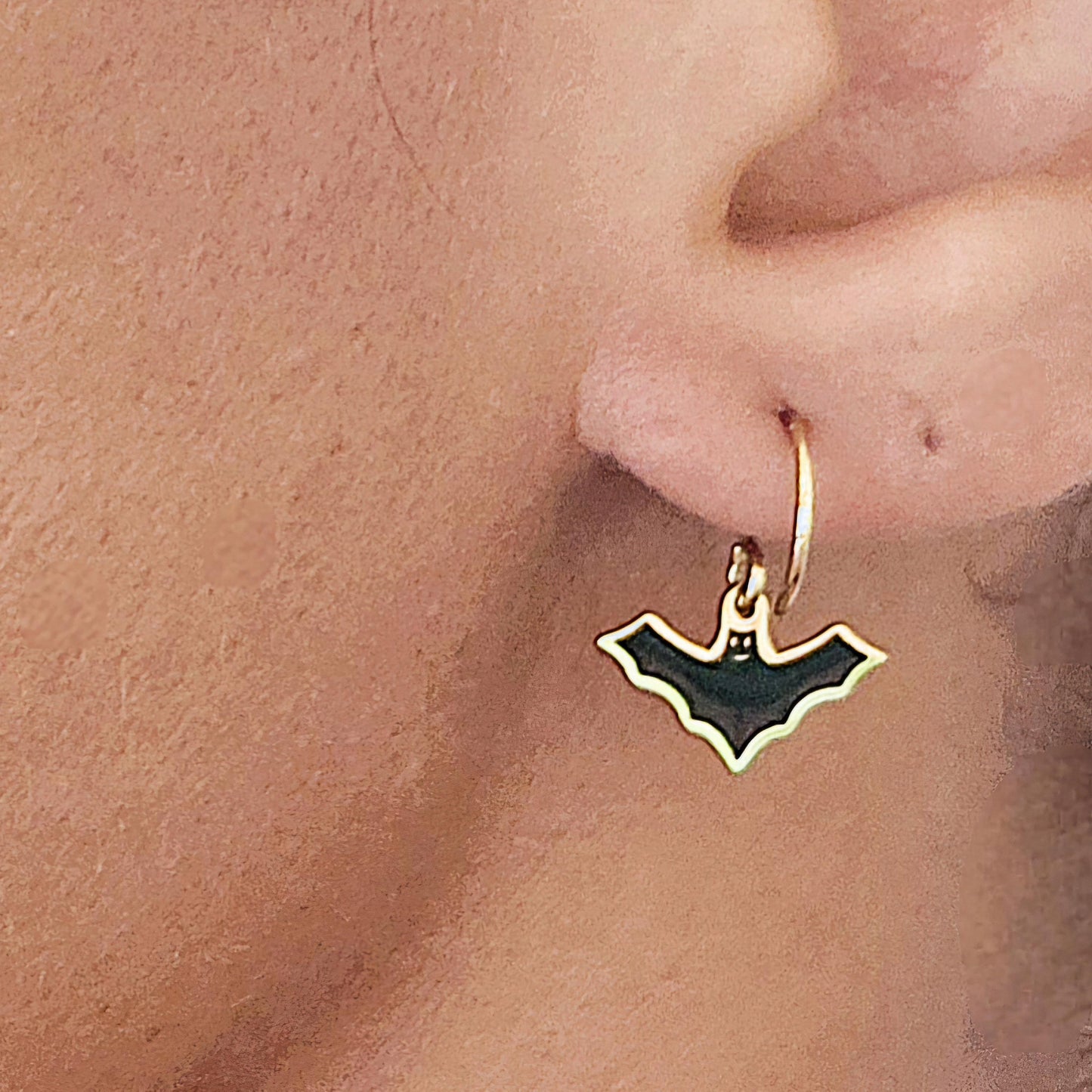 Gold filled Bat earrings , stainless steel Bat tiny dainty earring hoops , Bat small earring hoops , wear backwards tiny earring hoops