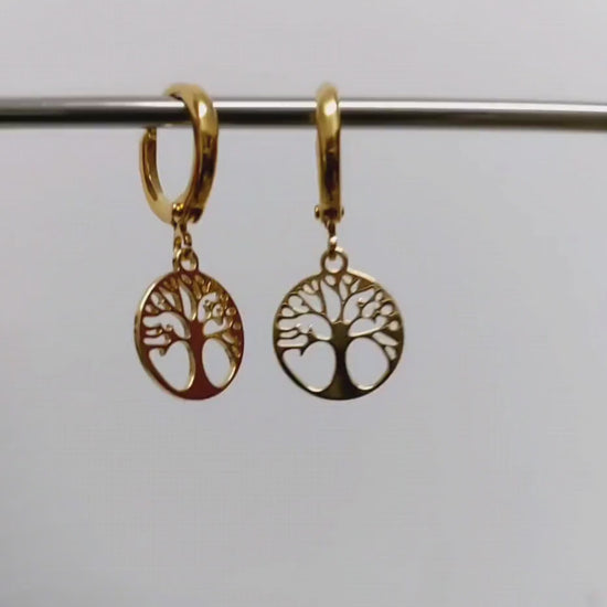 Tree of life earrings,  tiny hoop earrings,  small hoop earrings,  , Tree of life ,  tree earrings gold, 24k gold  filled hoop earrings